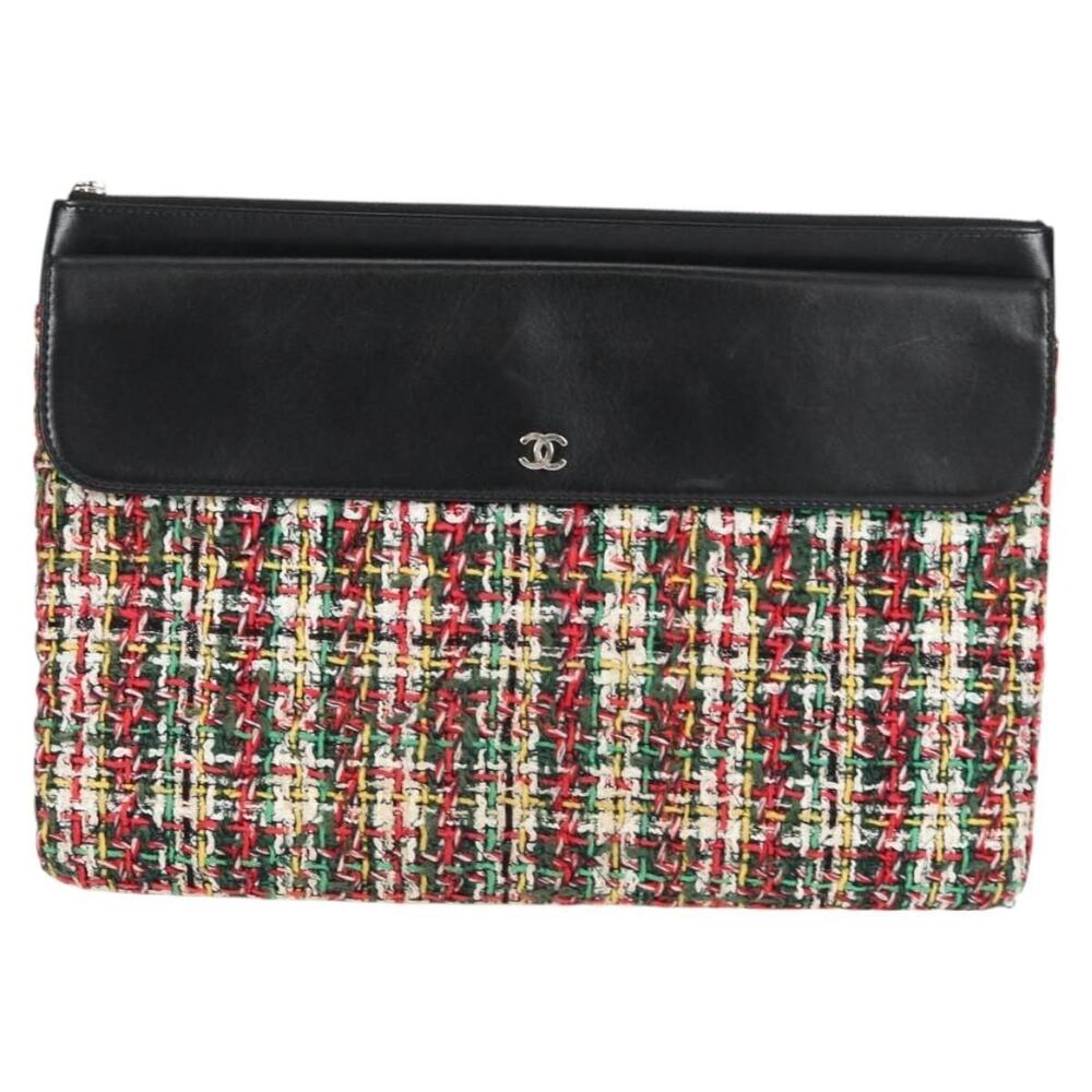 Chanel Tweed Clutch Bag Black